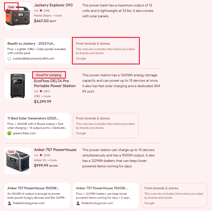 SGE实测"what is the best portable power station" - 商品标签